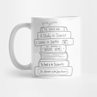 Sherlock Holmes book stack Mug